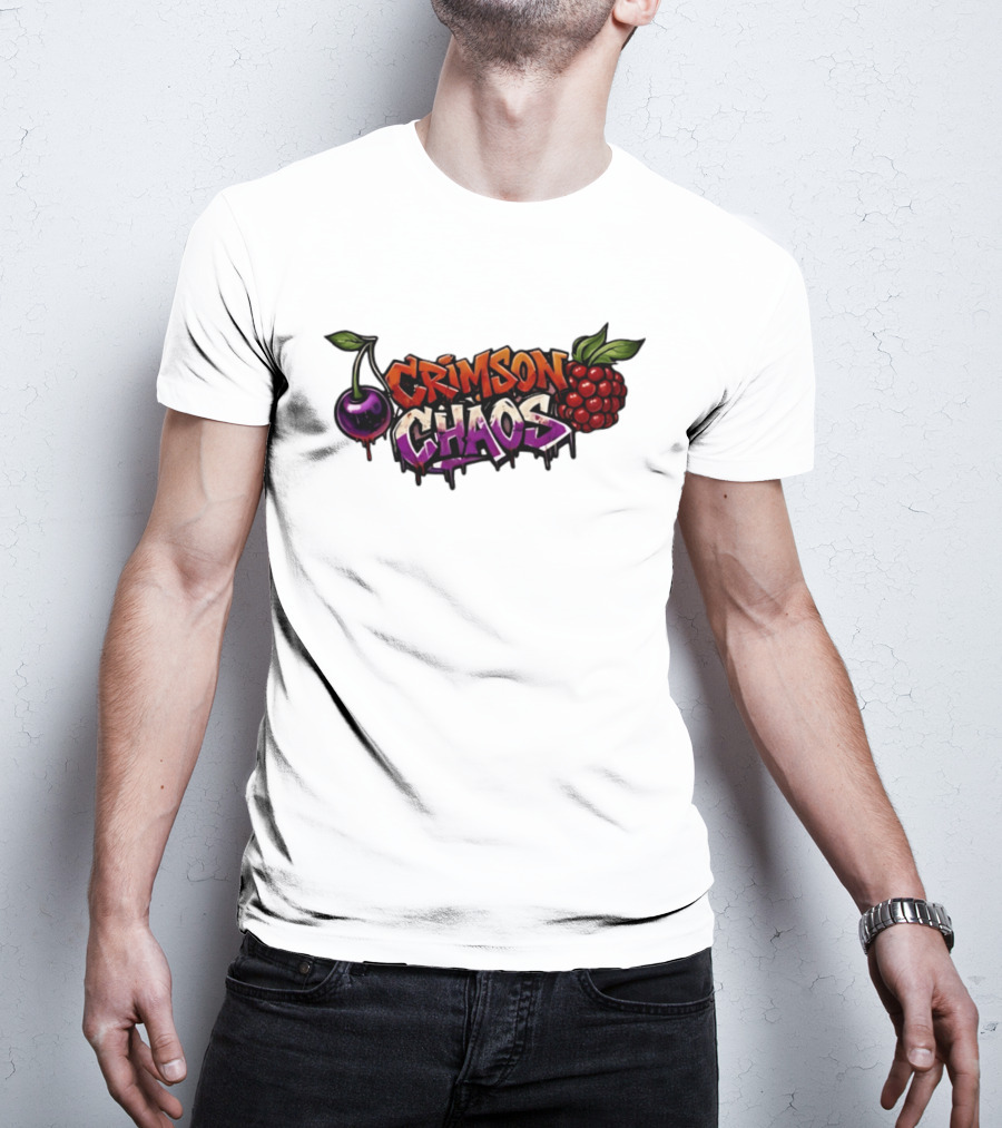 Crimson Chaos Fruits Cherry And Raspberry Graffiti T-Shirt
