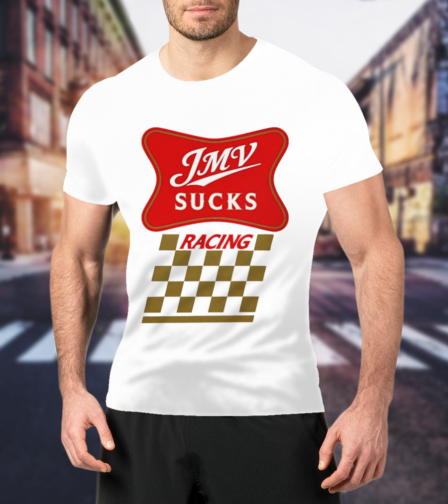 JMV Sucks Racing Checkered Flag Red And White T-Shirt