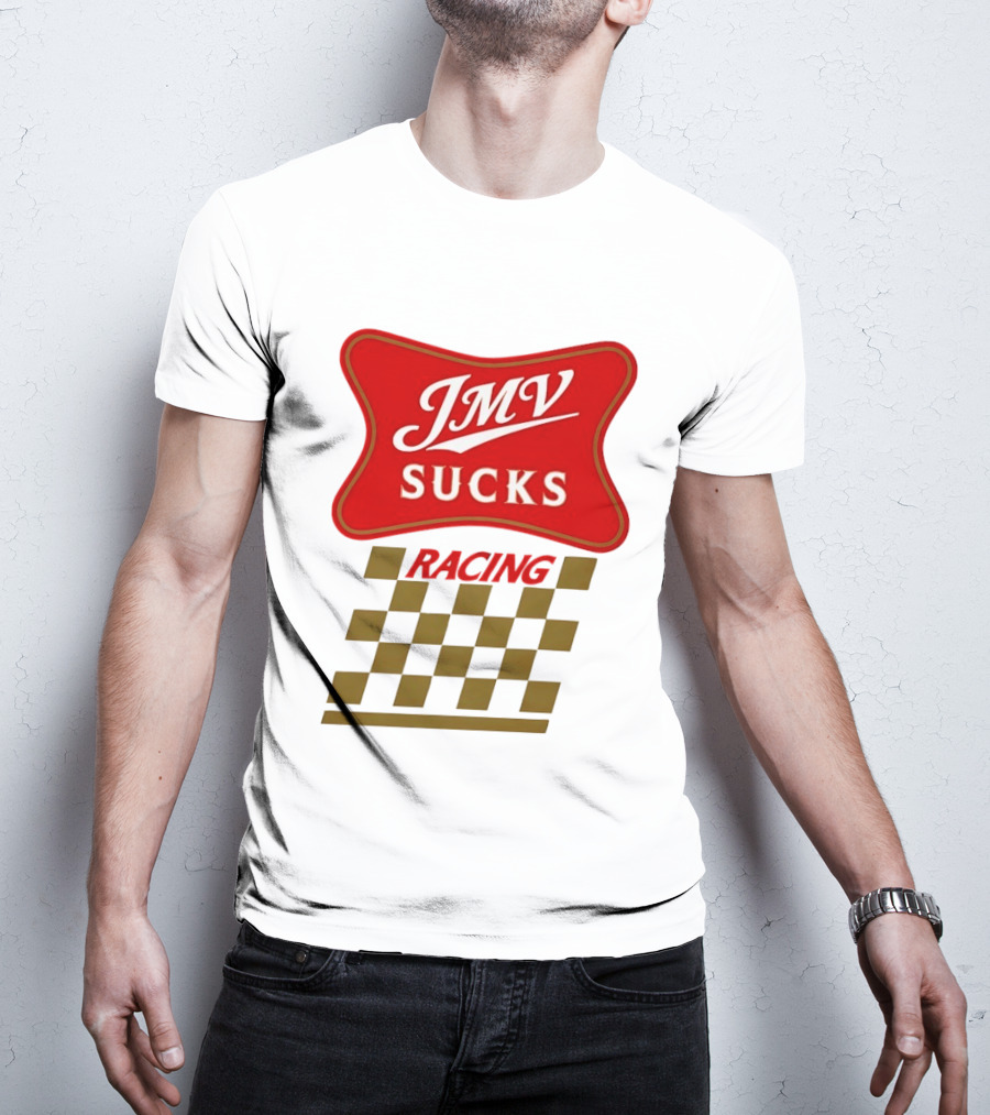 JMV Sucks Racing Checkered Flag Red And White T-Shirt