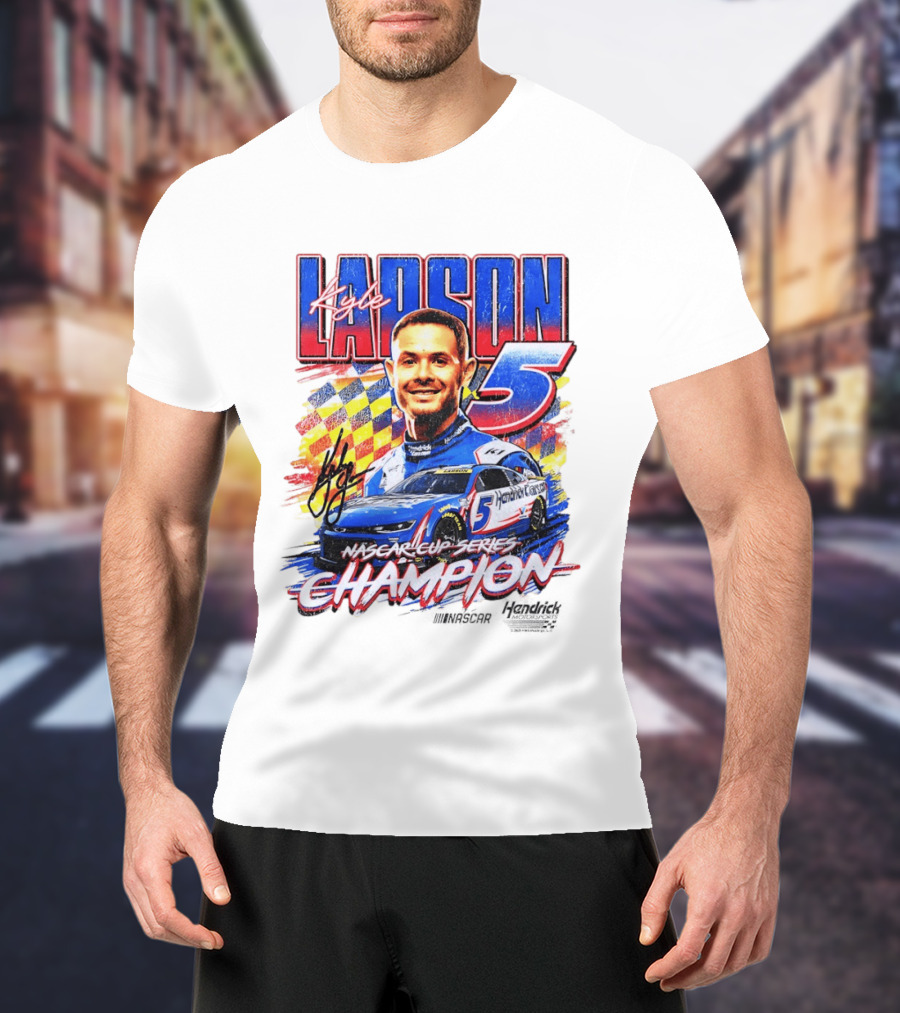 Kyle Larson NASCAR Cup Series Champion Number 5 Hendrick Motorsports Signature T-Shirt