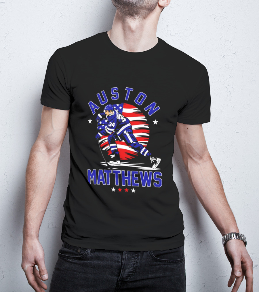 Auston Matthews USA Hockey Number 34 Stars And Stripes Energy T-Shirt