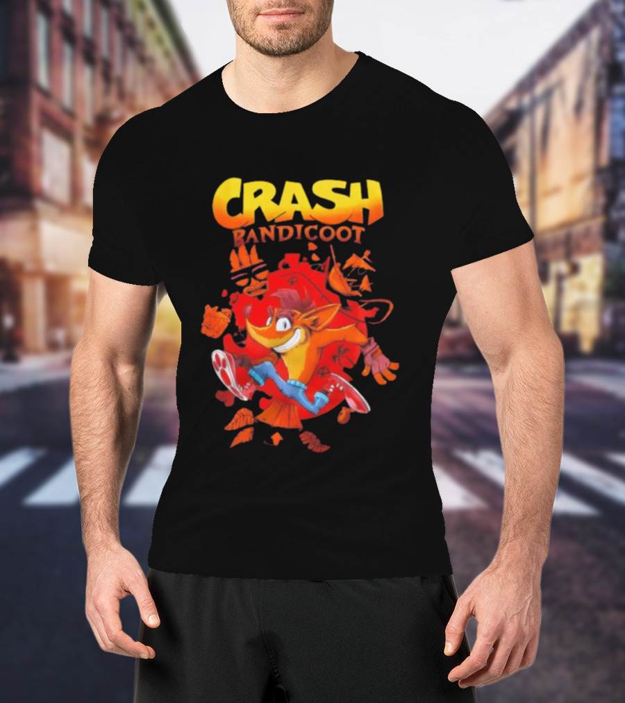 Crash Bandicoot Cartoon Classic Character Action Adventure T-Shirt