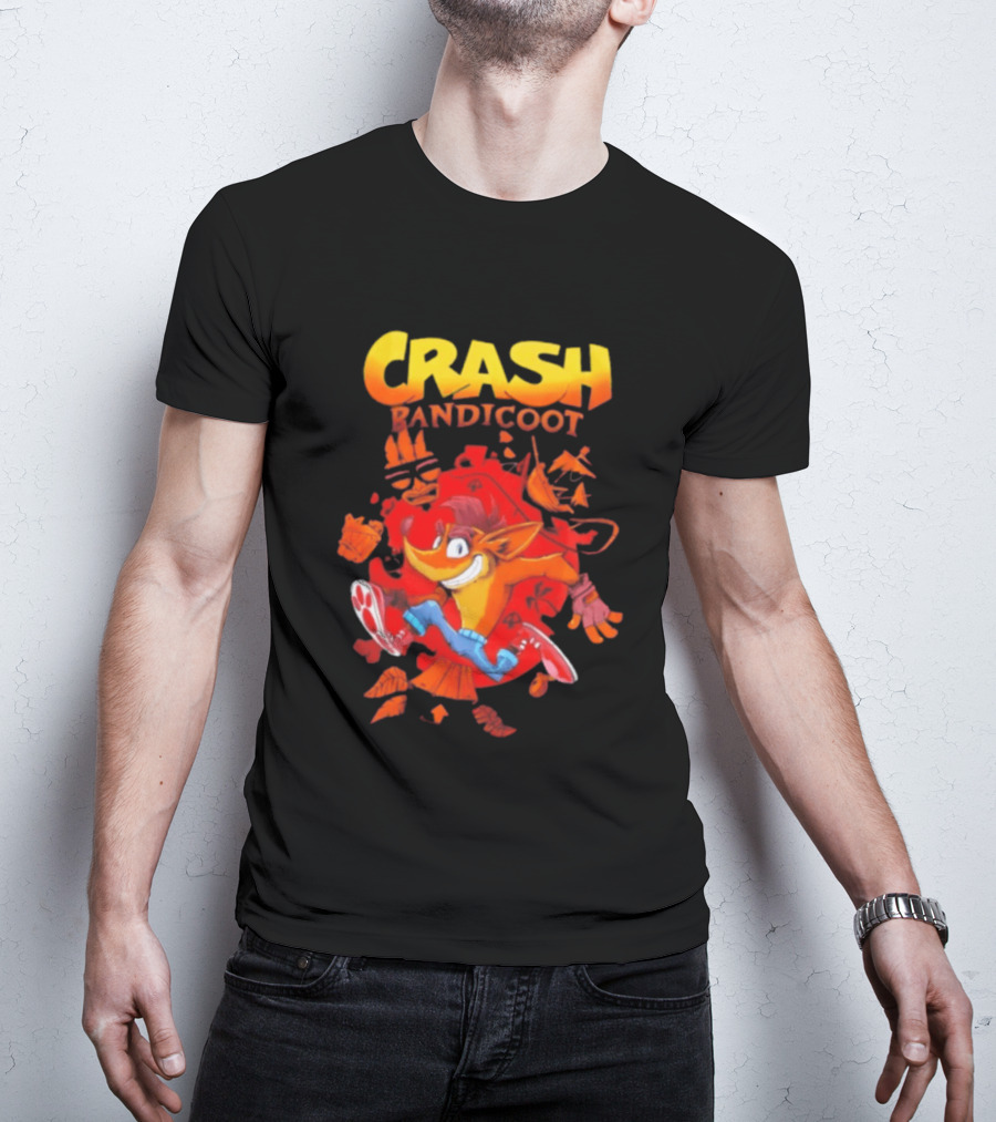 Crash Bandicoot Cartoon Classic Character Action Adventure T-Shirt