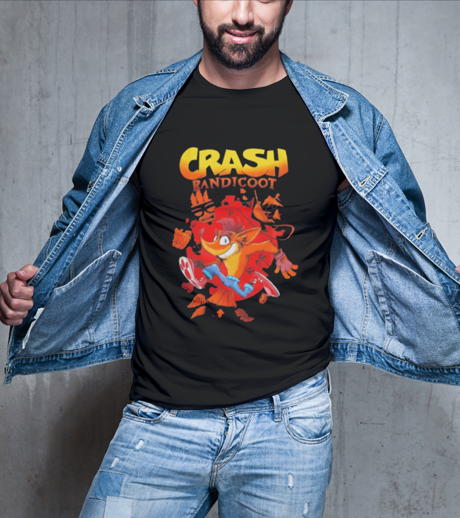 Crash Bandicoot Cartoon Classic Character Action Adventure T-Shirt