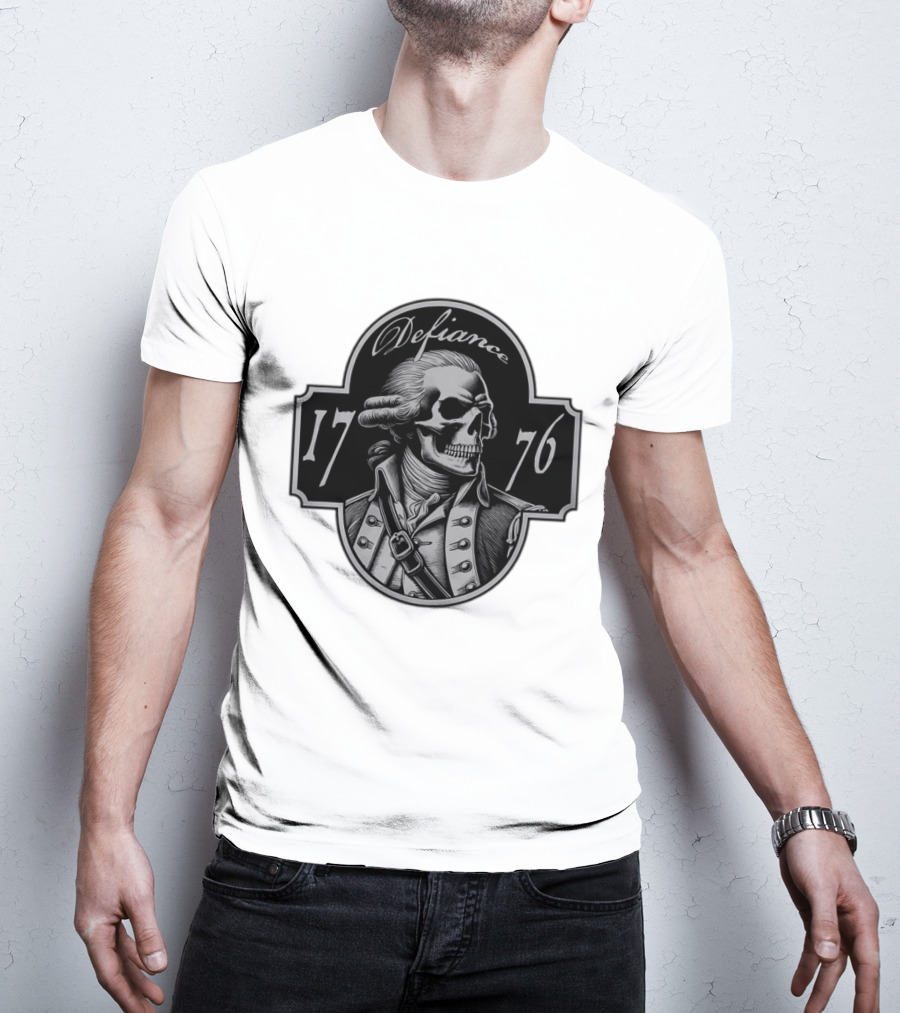Defiance 1776 George Washington Skeleton Patriotic T-Shirt