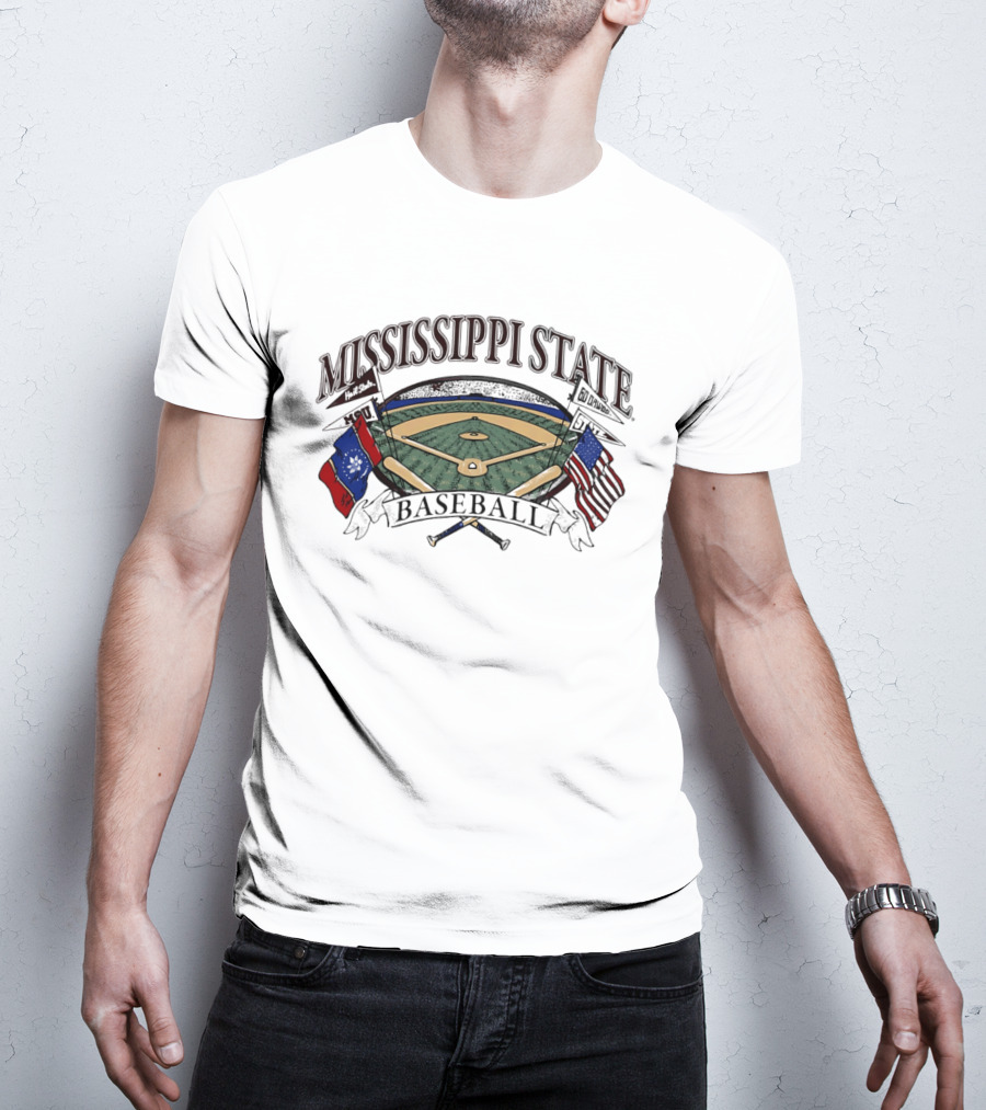 Mississippi State Baseball American Flag Infield T-Shirt