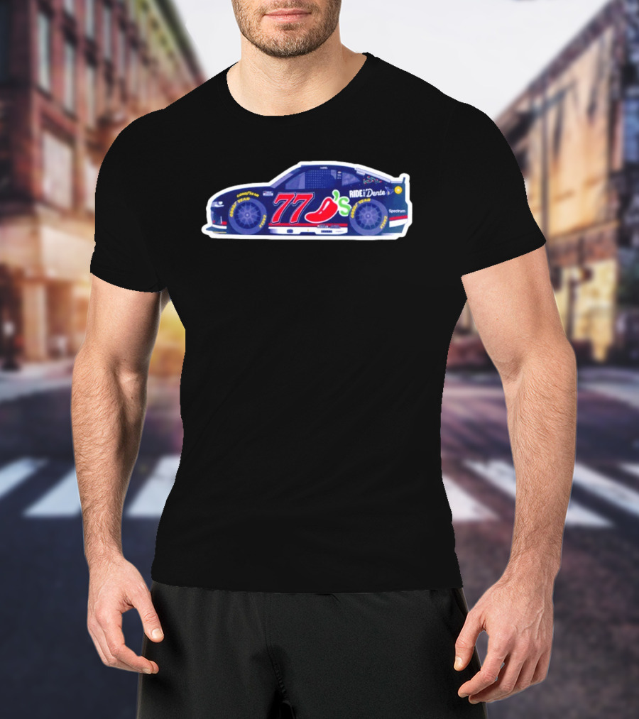 2026 Nascar Carson Hocevar 77 Chilis Ride The Dente Spectrum Racing Car T-Shirt