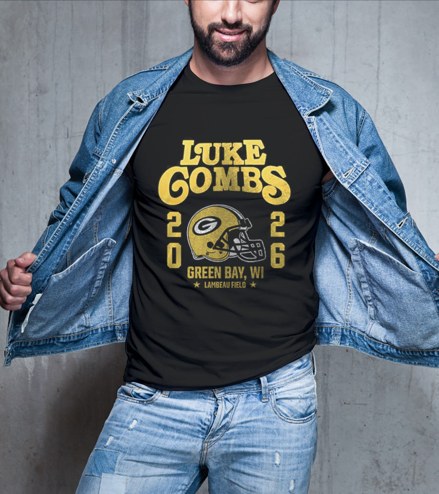Luke Combs Green Bay WI Tour 2026 Helmet Packers Collaboration T-Shirt