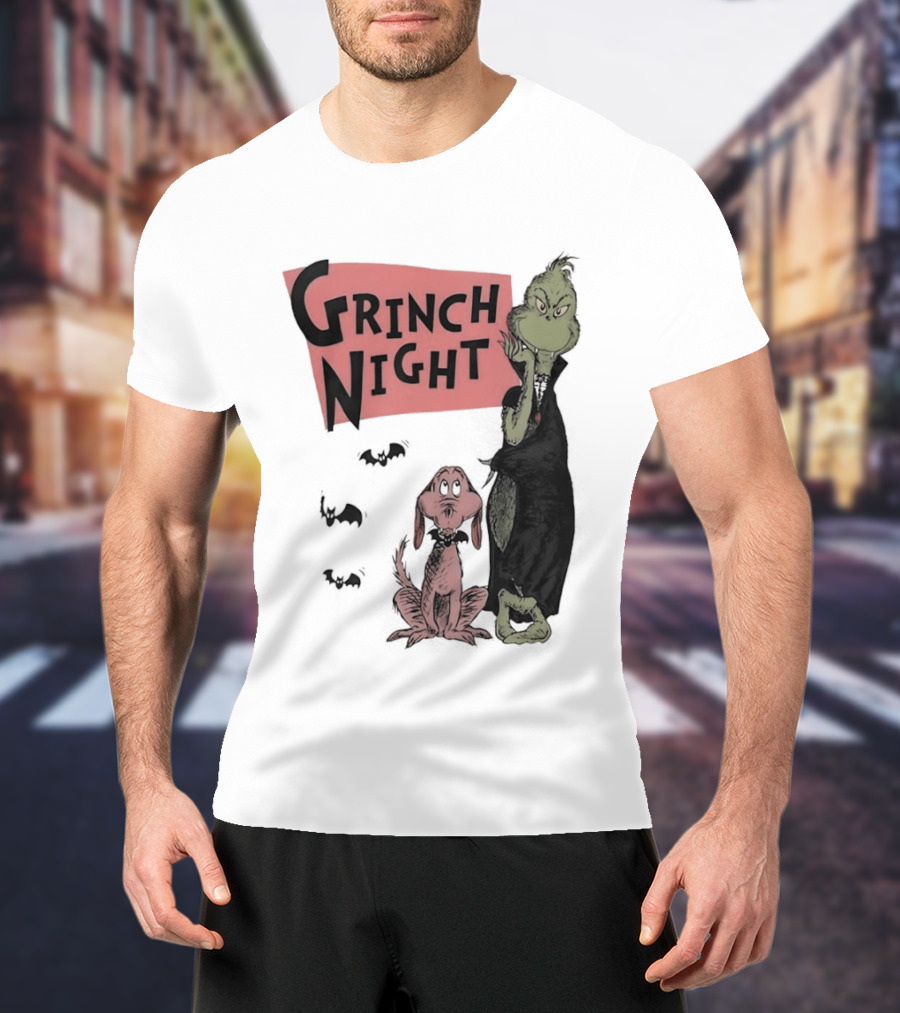 Grinch And Max Halloween Night Spooky Scene T-Shirt