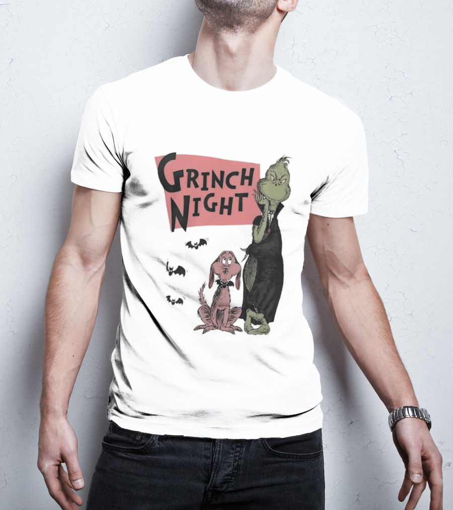 Grinch And Max Halloween Night Spooky Scene T-Shirt
