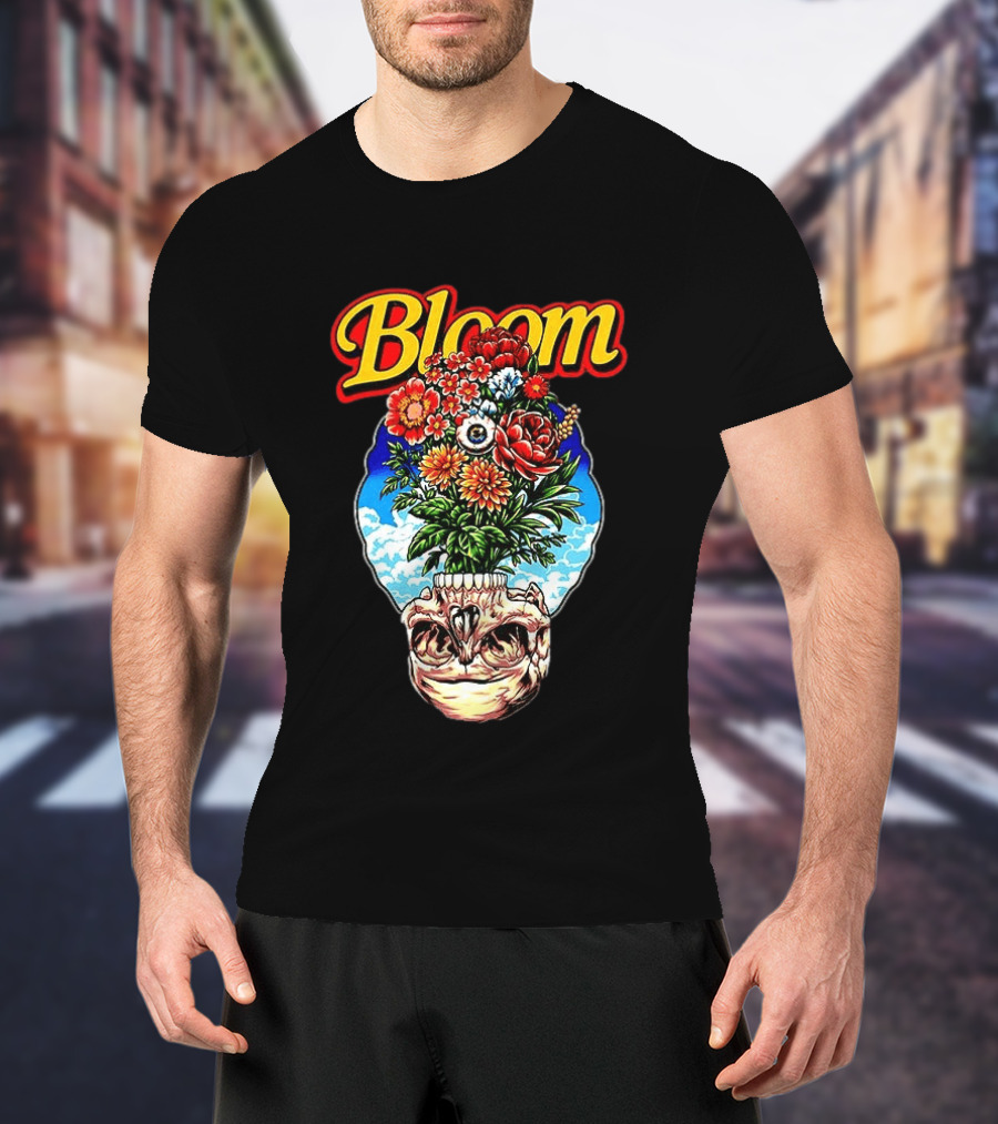 Bloom Skulls And Flowers Summer Classic Vibrant Floral Eyeball T-Shirt