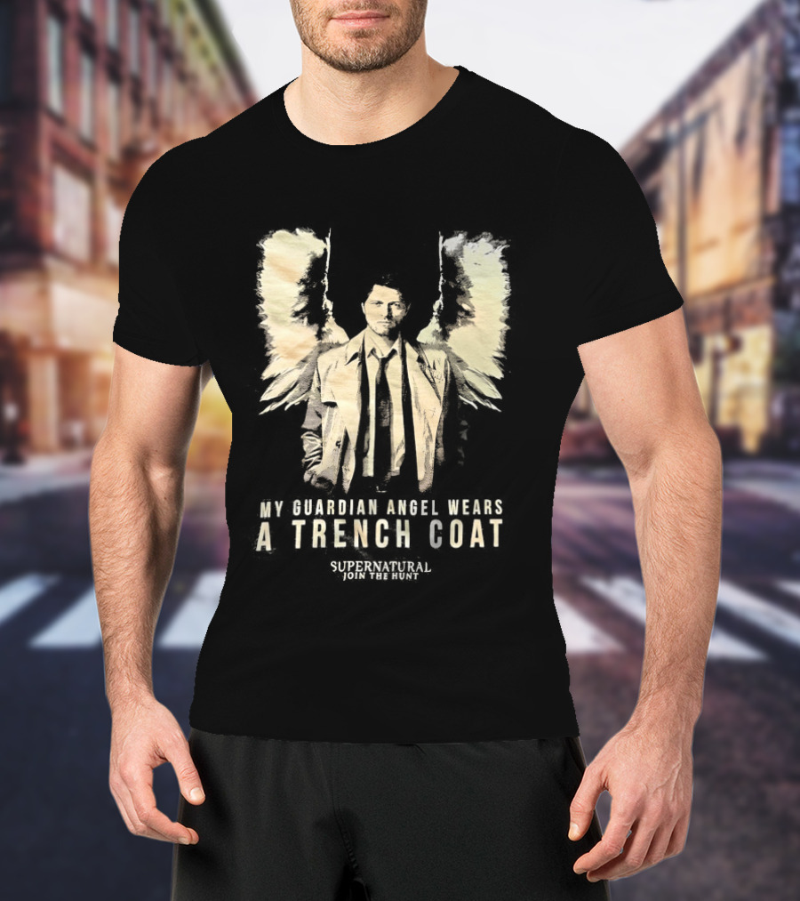 Castiel Guardian Angel Wears Trench Coat Supernatural Join The Hunt T-Shirt