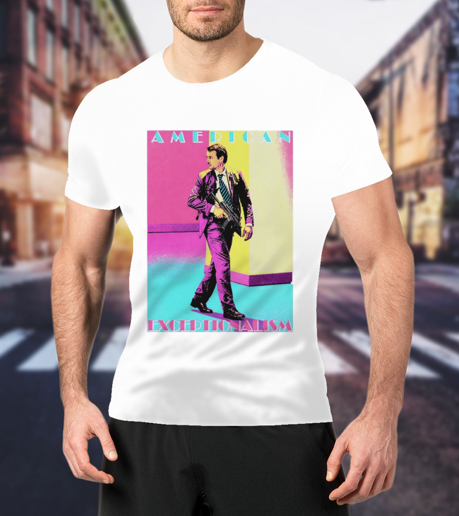 American Exceptionalism Retro Pop Art Style Man With Gun T-Shirt