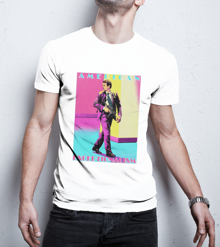 American Exceptionalism Retro Pop Art Style Man With Gun T-Shirt