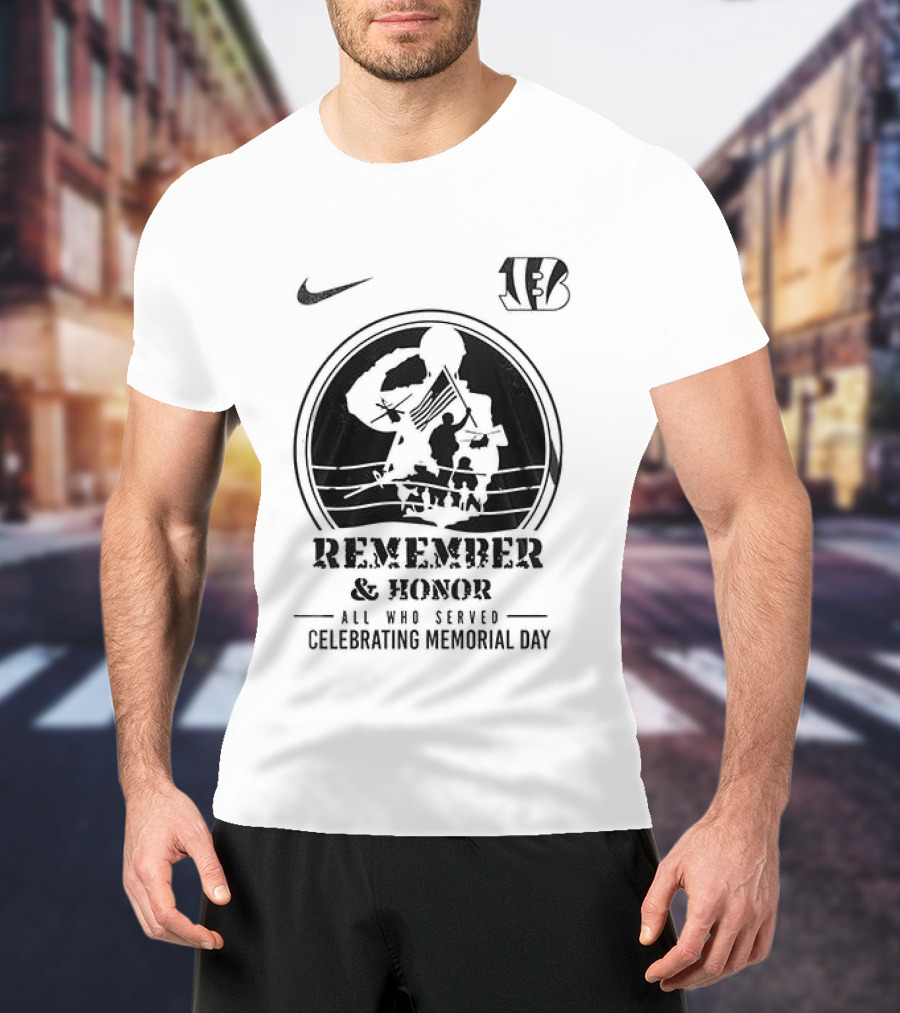 Nike Cincinnati Bengals Remember And Honor All Gave Some Celebrating Memorial Day T-Shirt