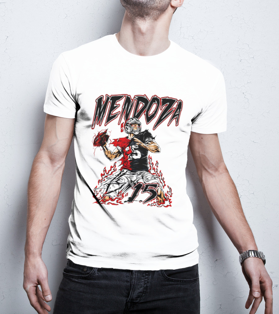Fernando Mendoza Raiders 15 Hand Drawn Football Athlete T-Shirt
