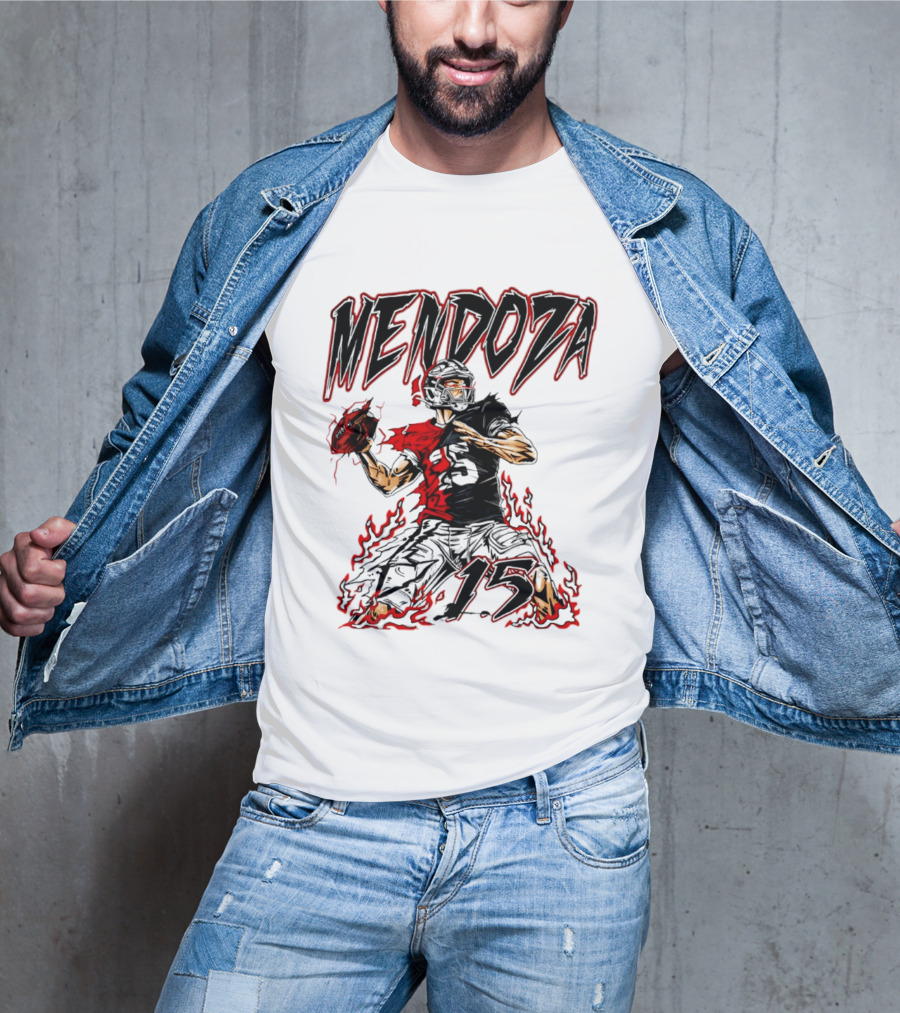 Fernando Mendoza Raiders 15 Hand Drawn Football Athlete T-Shirt