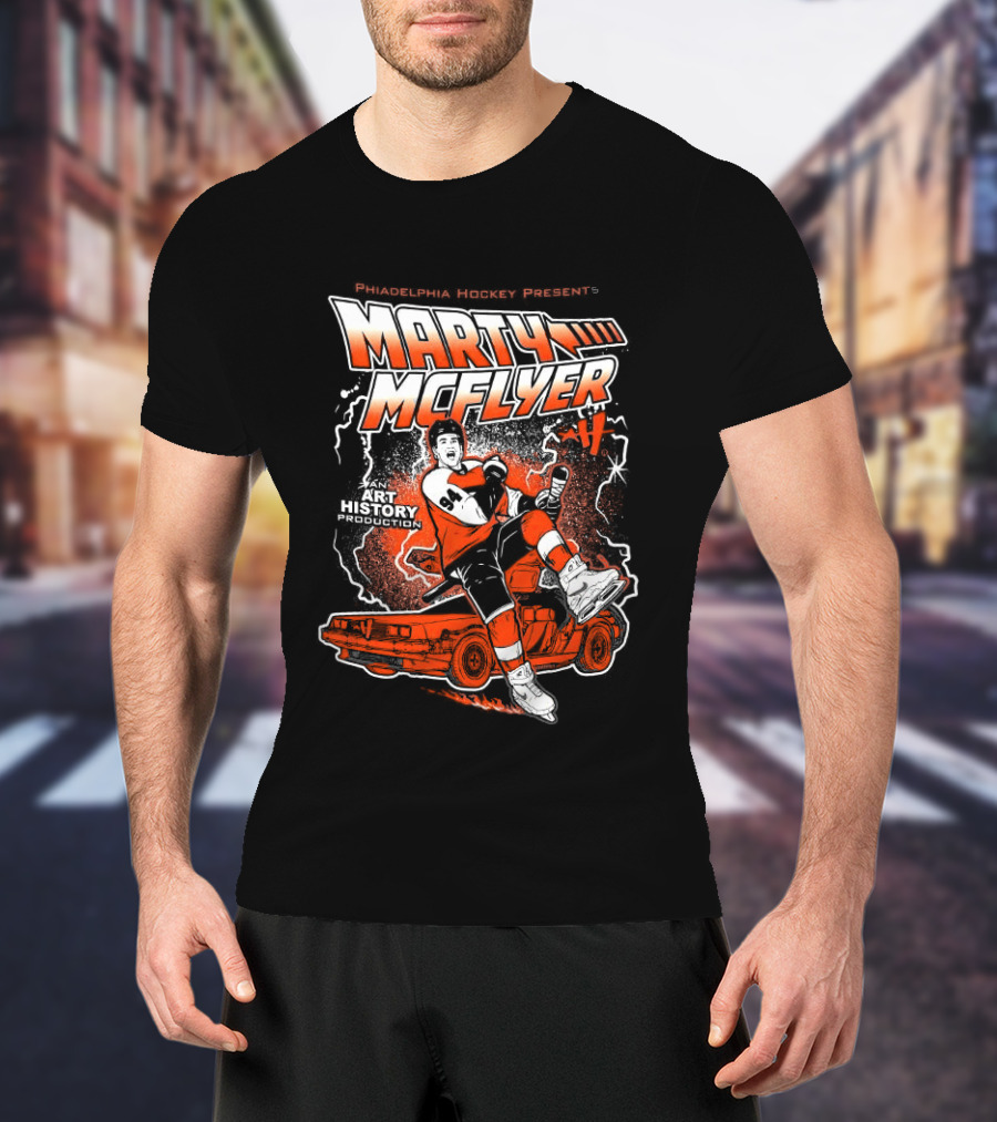 <strong>Philadelphia Flyers Marty McFlyer NHL Back To The Future Parody</strong> T-Shirt