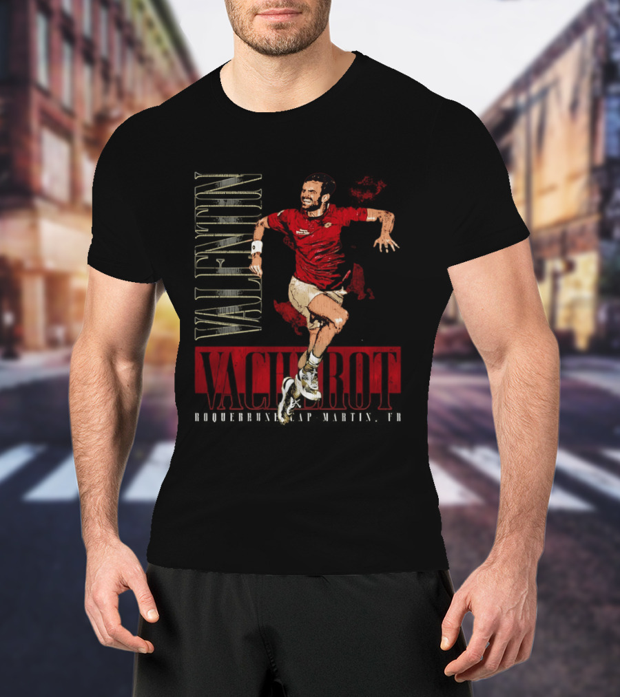 Valentin Vacherot Vertical Name Jumping Athlete Red T-Shirt