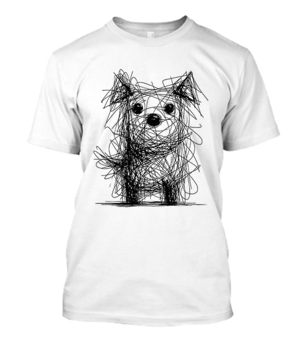 Scruffy Dog Chaos Doodle Drawing T-Shirt