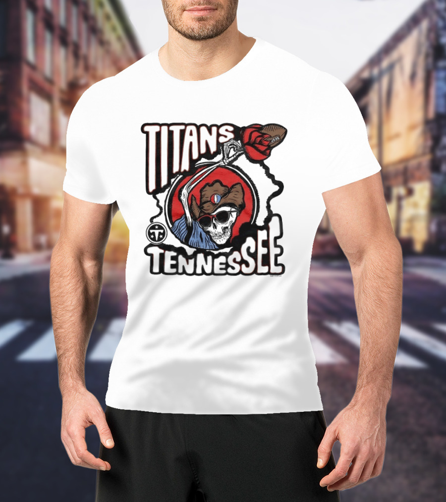 Tennessee Titans Grateful Dead Skeleton Rose Collaboration T-Shirt