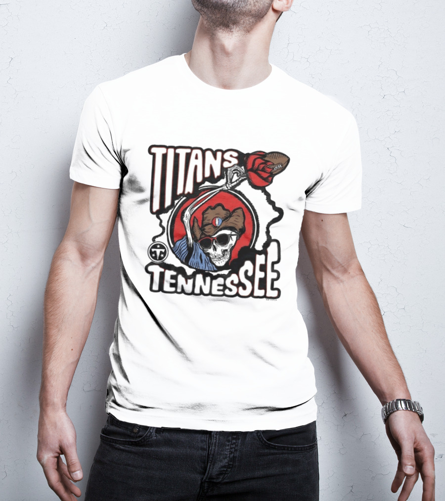 Tennessee Titans Grateful Dead Skeleton Rose Collaboration T-Shirt