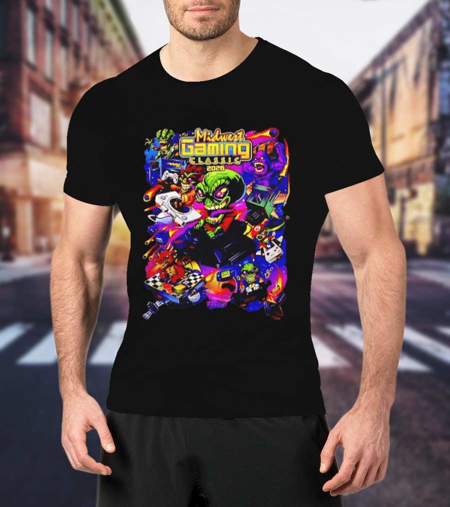 Midwest Gaming Classic 2026 Alien Retro Video Game Characters T-Shirt