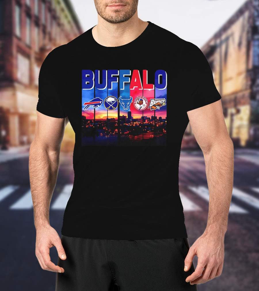 Buffalo Bills Sabres Bandits Bridles City Skyline Sports Teams T-Shirt