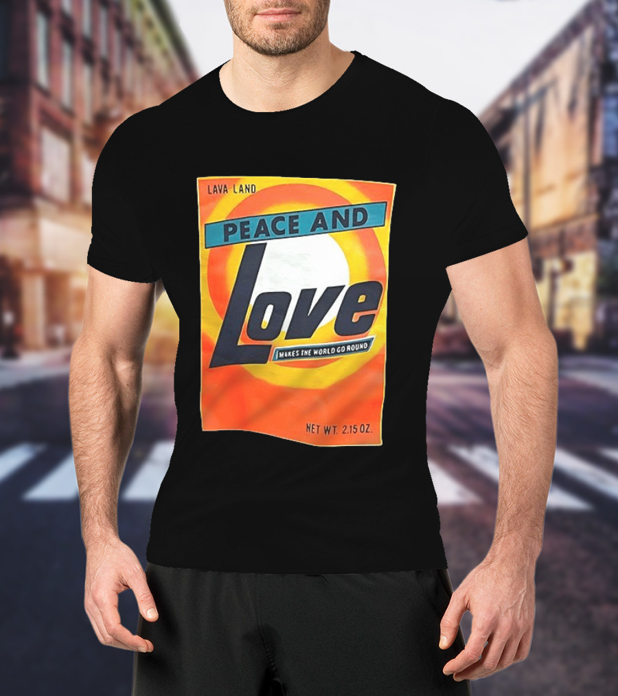 Peace And Love Makes The World Go Round Lava Land Retro Style 2.15 Oz T-Shirt