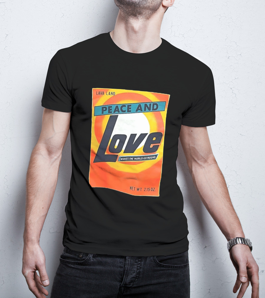 Peace And Love Makes The World Go Round Lava Land Retro Style 2.15 Oz T-Shirt