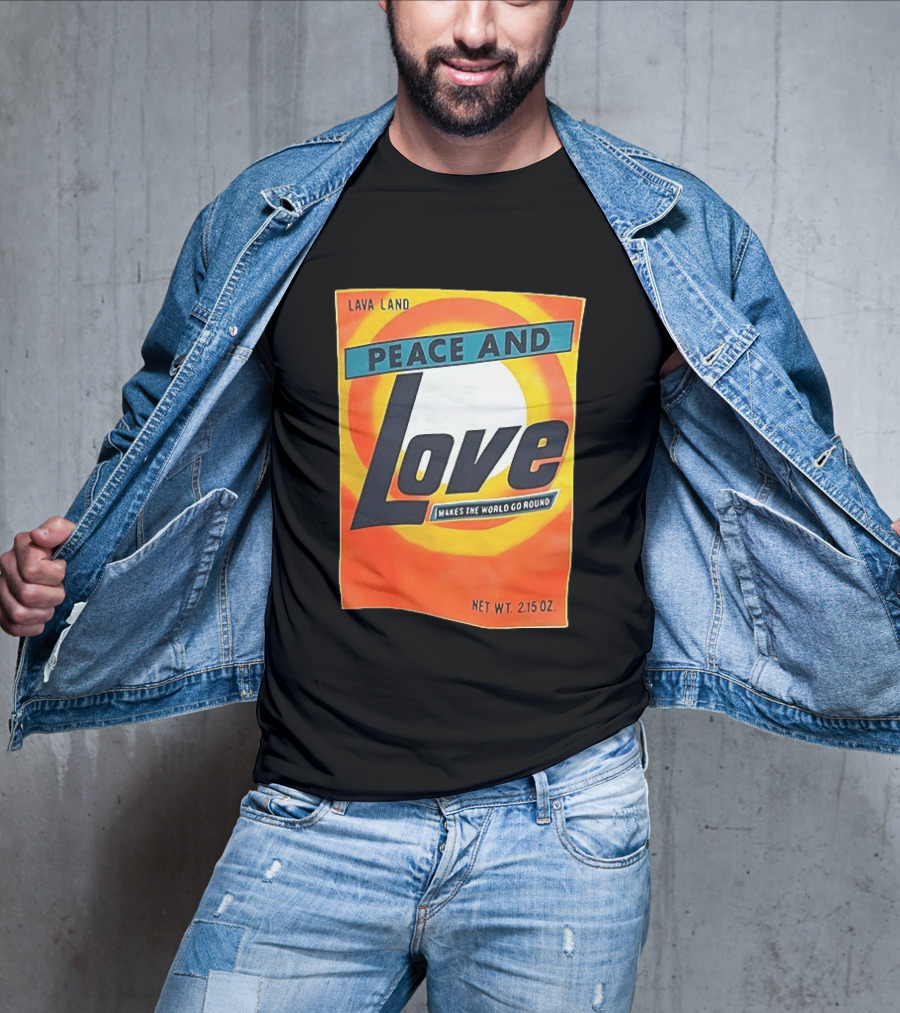 Peace And Love Makes The World Go Round Lava Land Retro Style 2.15 Oz T-Shirt