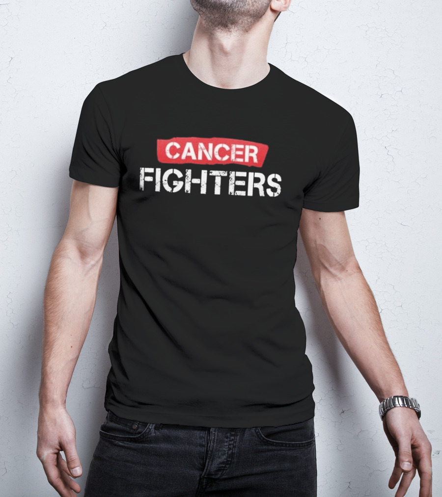 CANCER FIGHTERS Koszulka Bold Red White Block Letters T-Shirt
