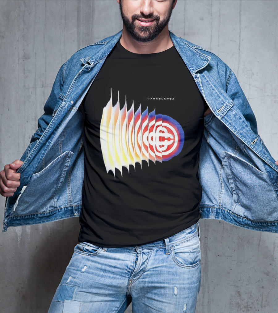 Casablanca Shockwave Optical Illusion Pattern With Red Blue Yellow Layers T-Shirt