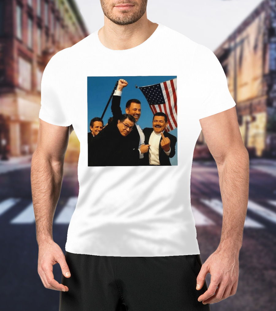 Jimmy Kimmel Stephen Colbert Seth Meyers American Flag Comedy Showdown T-Shirt