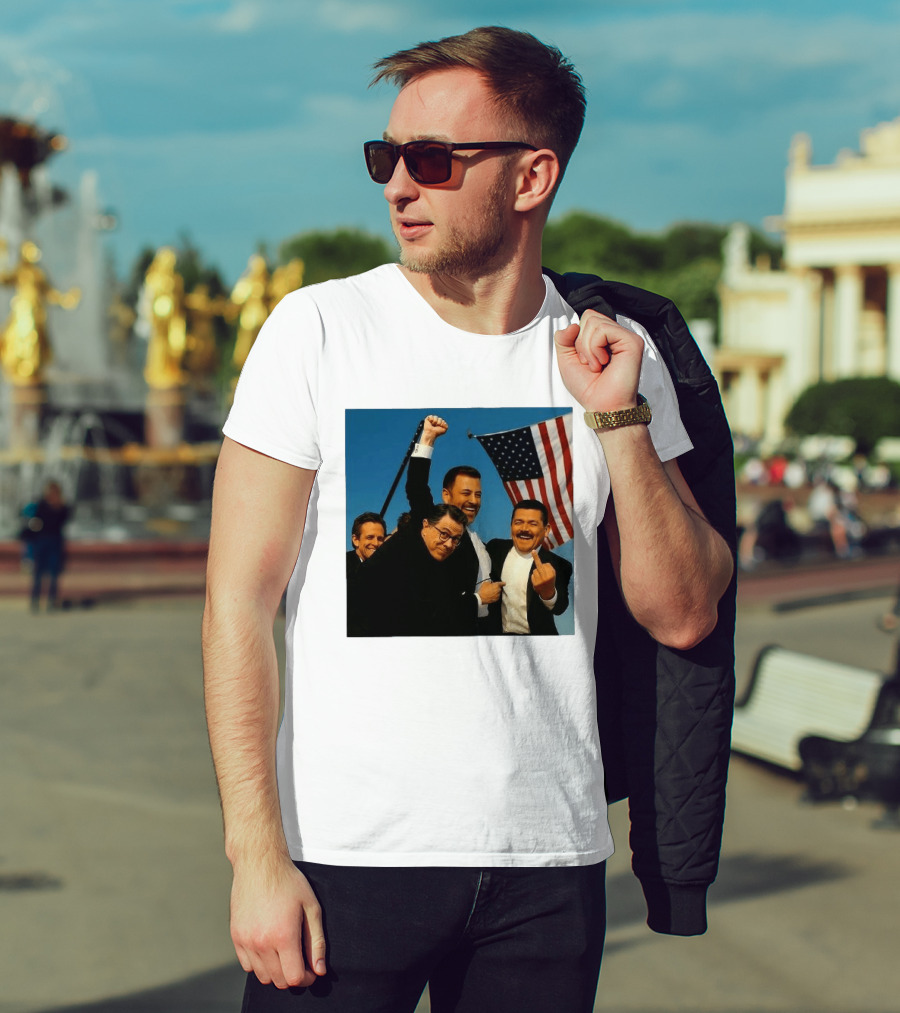 Jimmy Kimmel Stephen Colbert Seth Meyers American Flag Comedy Showdown T-Shirt