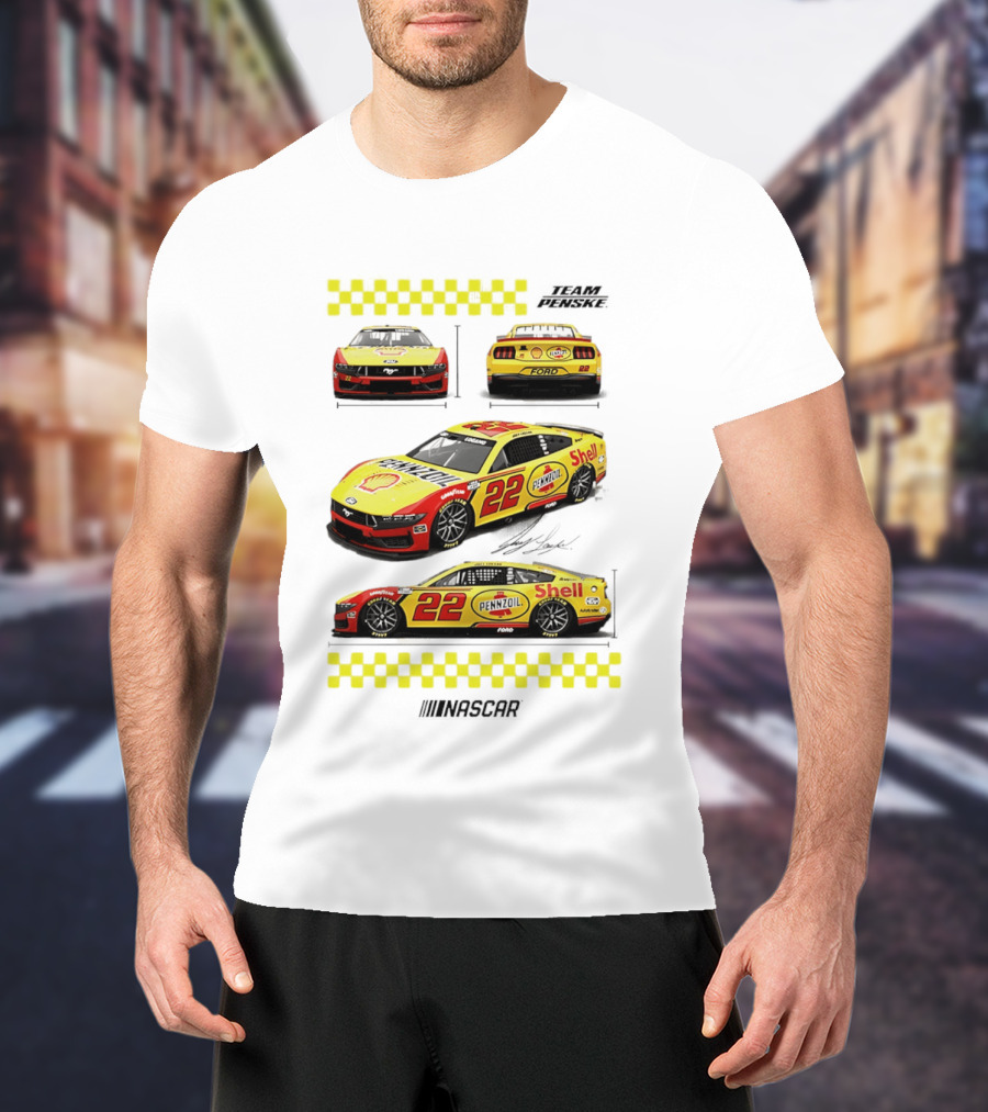 Joey Logano Pennzoil Shell 22 Ford Mustang NASCAR Team Penske Racing T-Shirt
