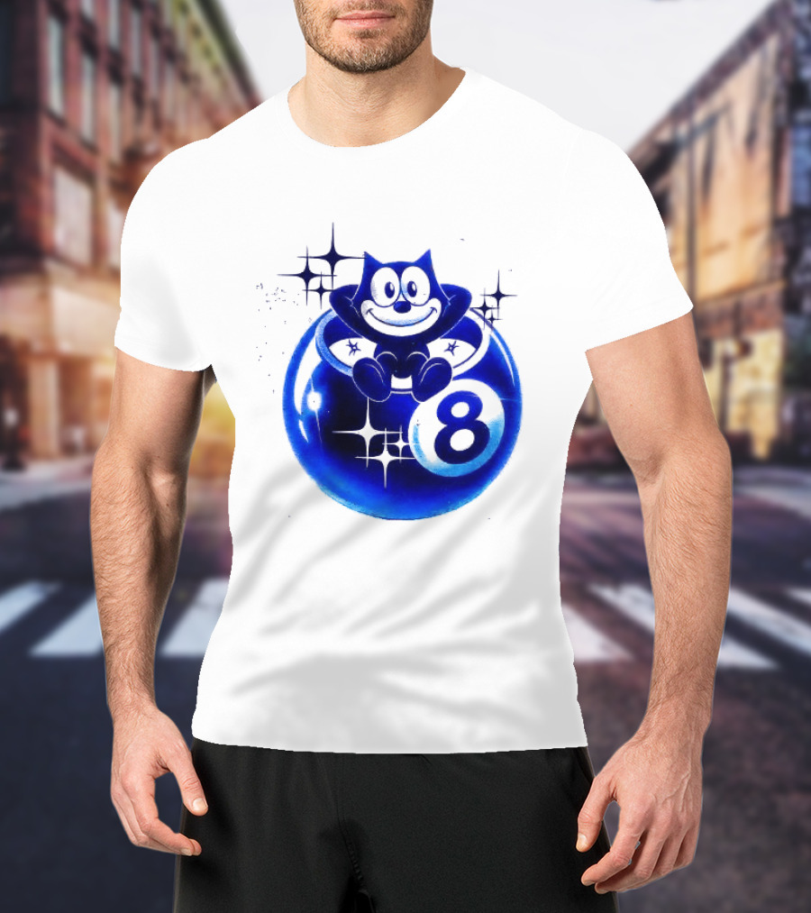 Felix The Cat Vintage Classic Figure Eight Ball Stars T-Shirt