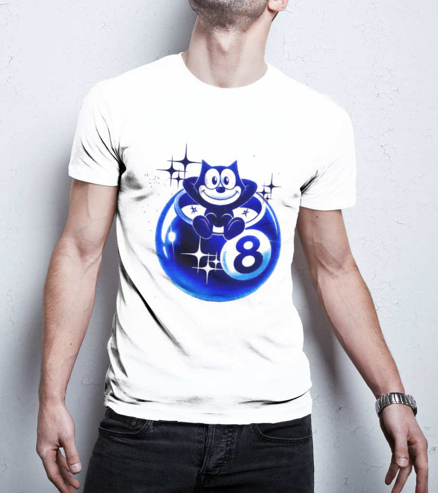 Felix The Cat Vintage Classic Figure Eight Ball Stars T-Shirt