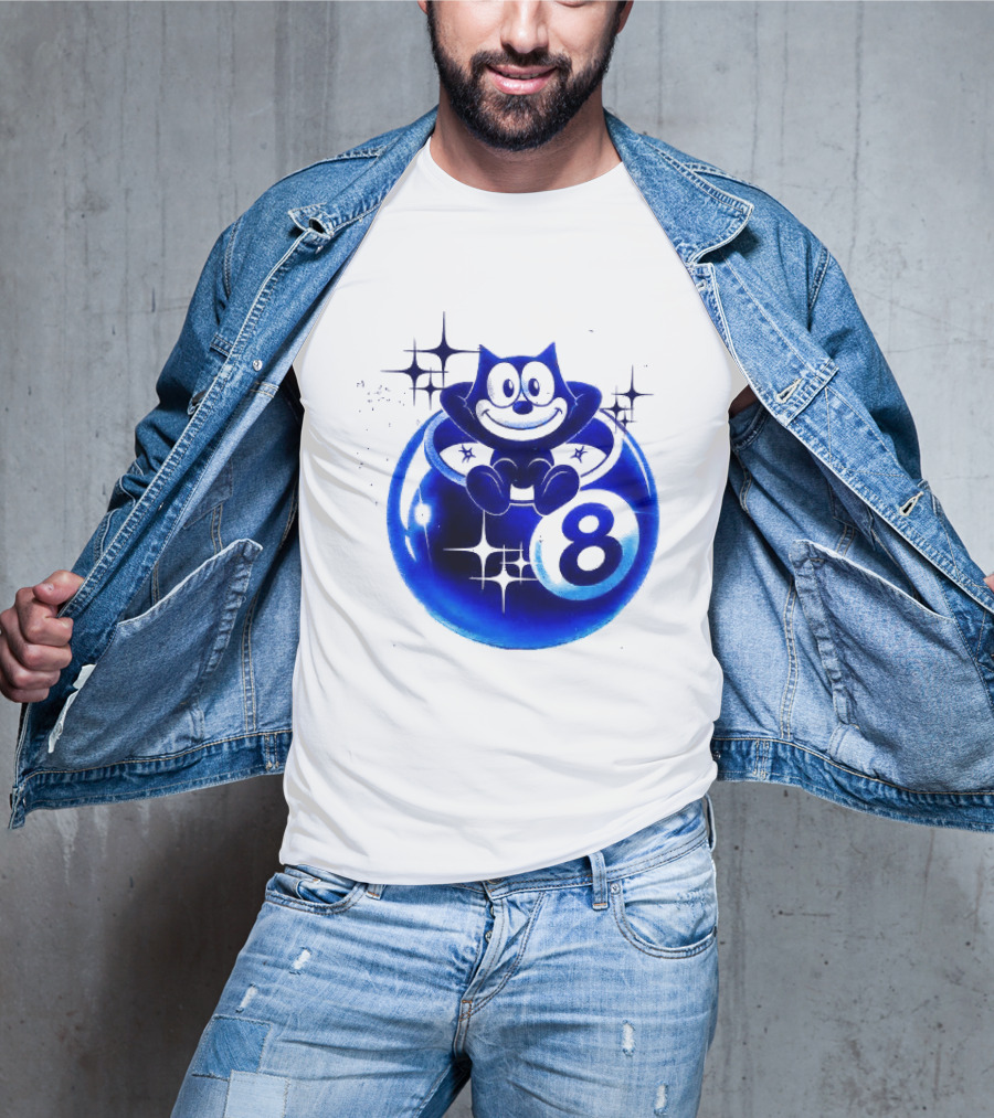 Felix The Cat Vintage Classic Figure Eight Ball Stars T-Shirt
