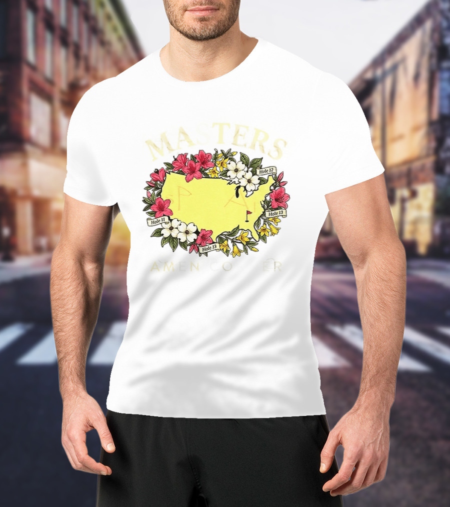 Masters Golf Tournament Augusta National Golf Club 2026 Hole 11 12 13 Map Flower T-Shirt