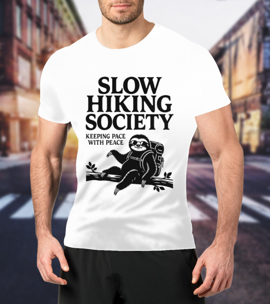 Slow Hiking Society Sloth Keeping Pace With Peace T-Shirt
