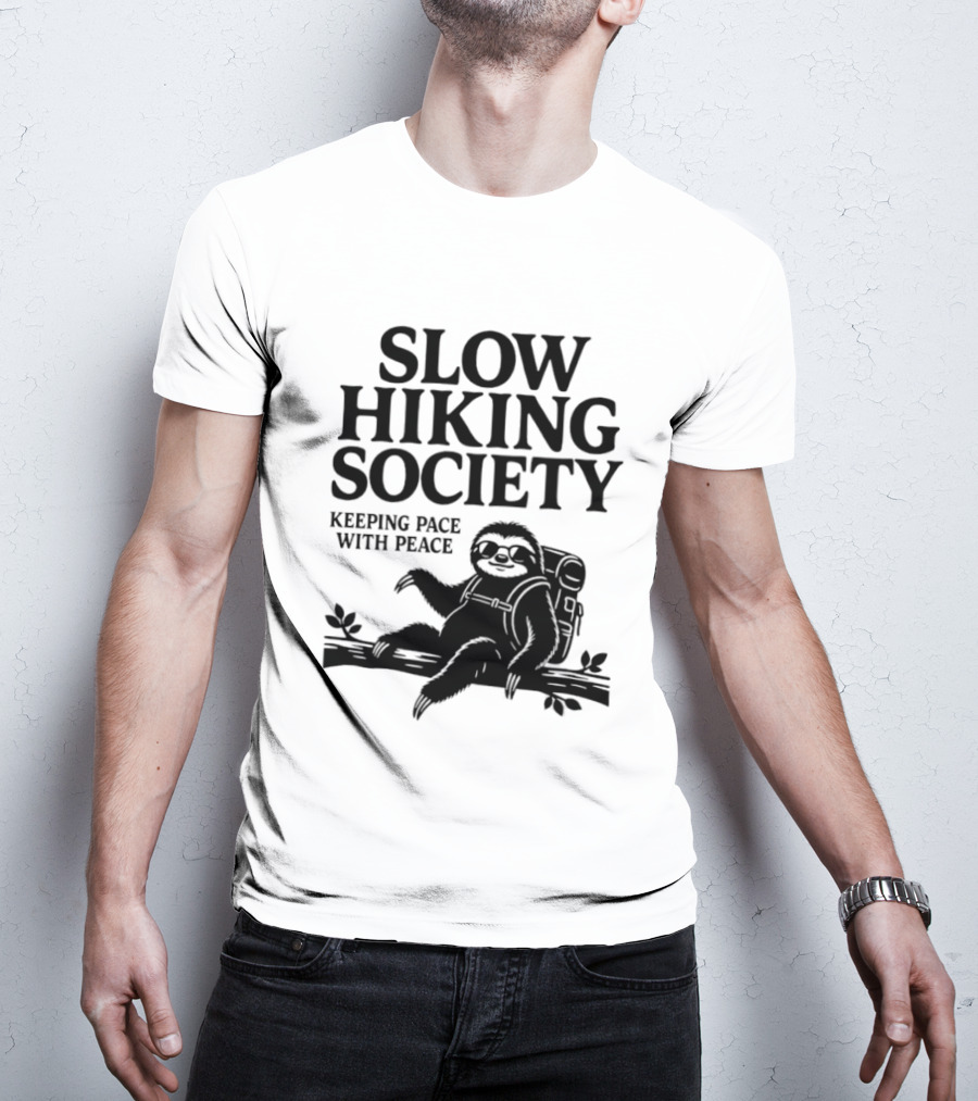 Slow Hiking Society Sloth Keeping Pace With Peace T-Shirt