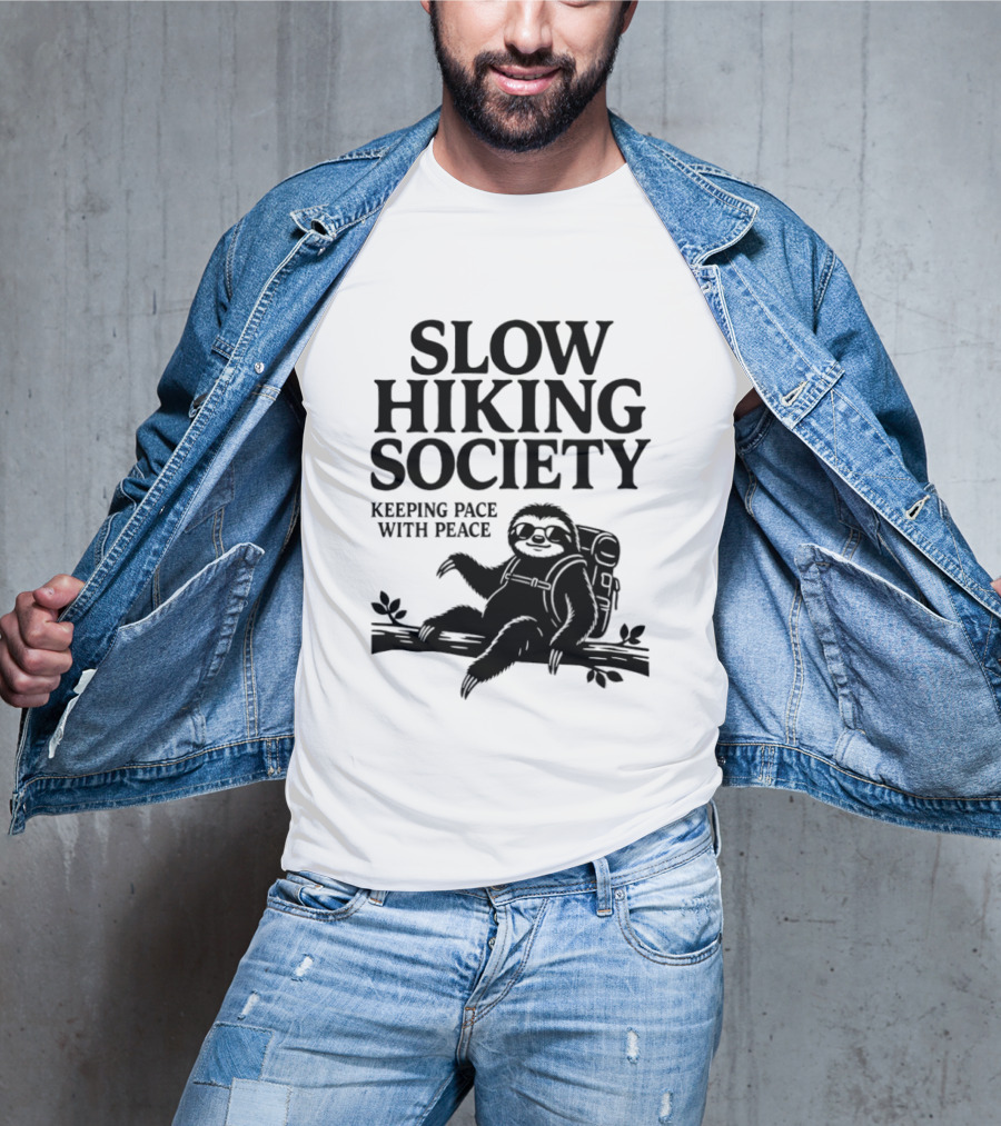 Slow Hiking Society Sloth Keeping Pace With Peace T-Shirt