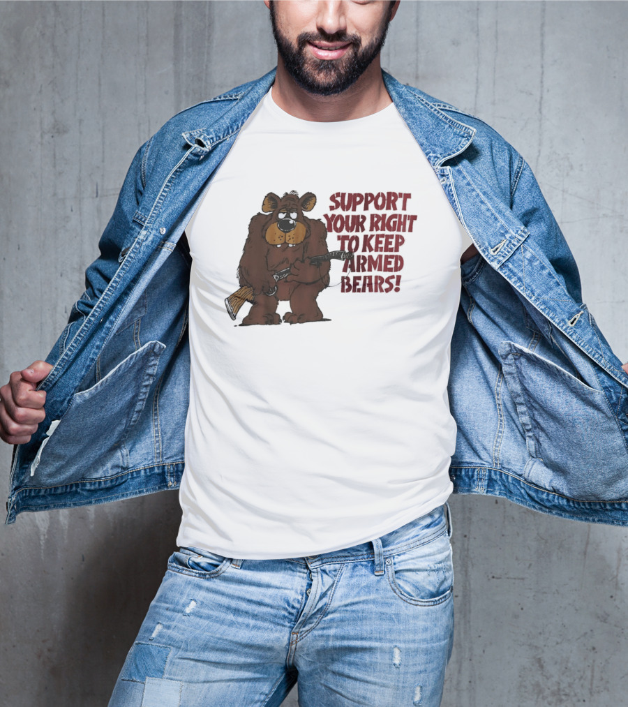 Support Your Right To Keep Armed Bears Cartoon Bear With Rifle T-Shirt