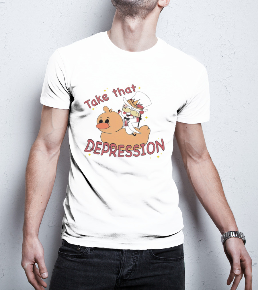 Take That Depression Hazbin Hotel Top Hat Character On Rubber Duck T-Shirt