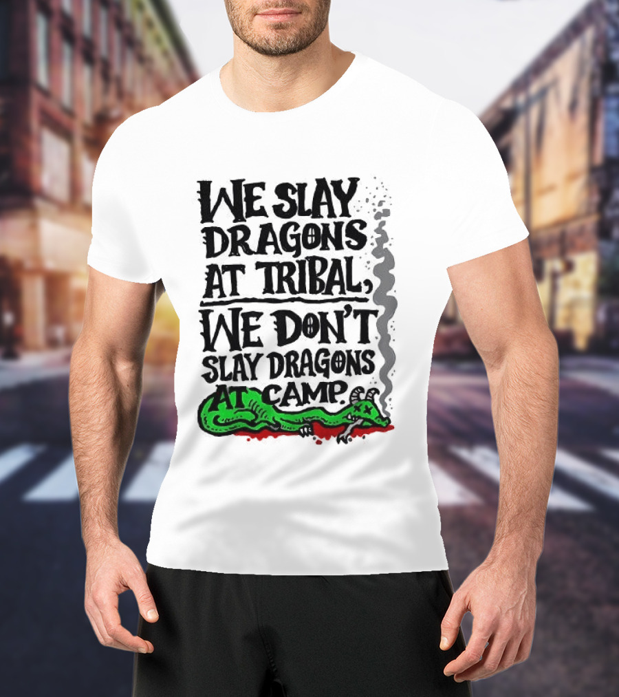 We Slay Dragons At Tribal We Don't Slay Dragons At Camp Green Dragon T-Shirt