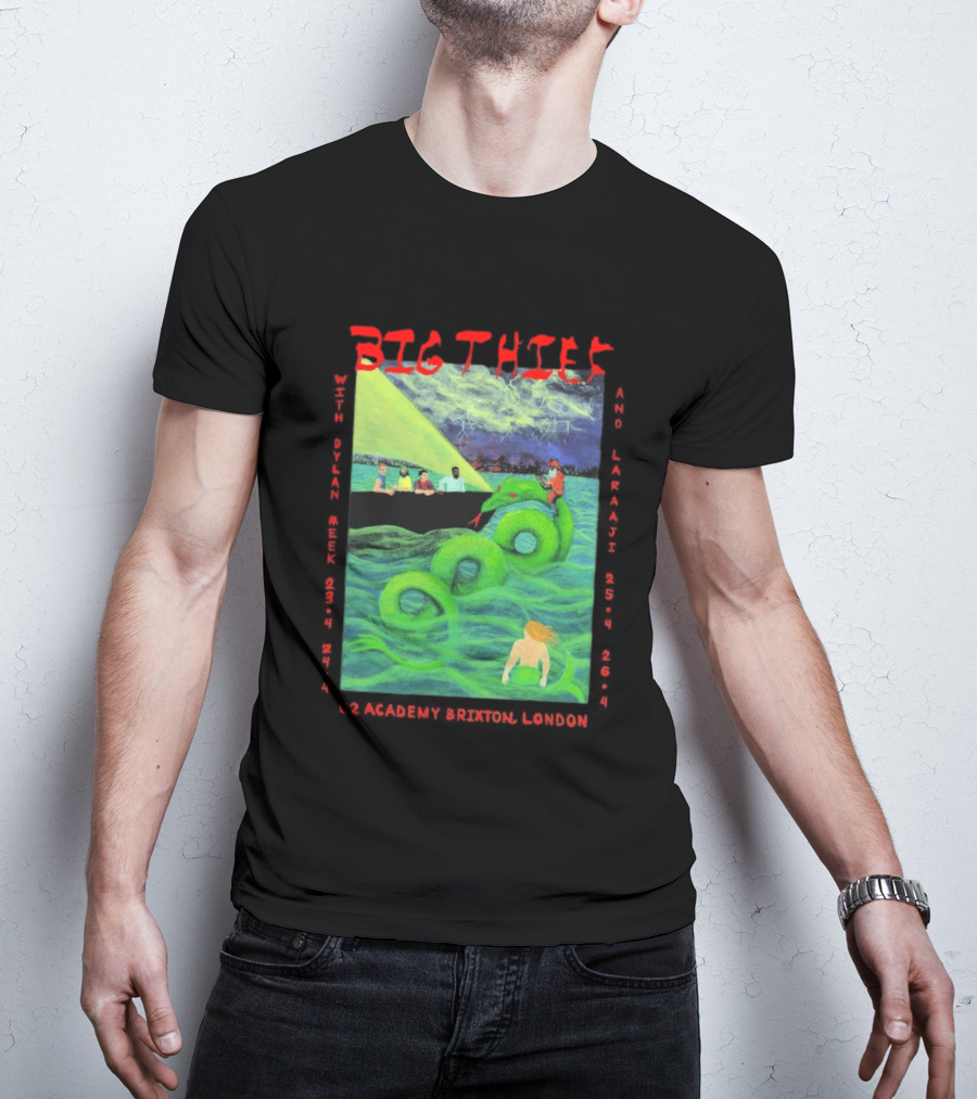 Big Thief Apr 23 2026 London Tour With Sea Serpent And Boat Scene T-Shirt