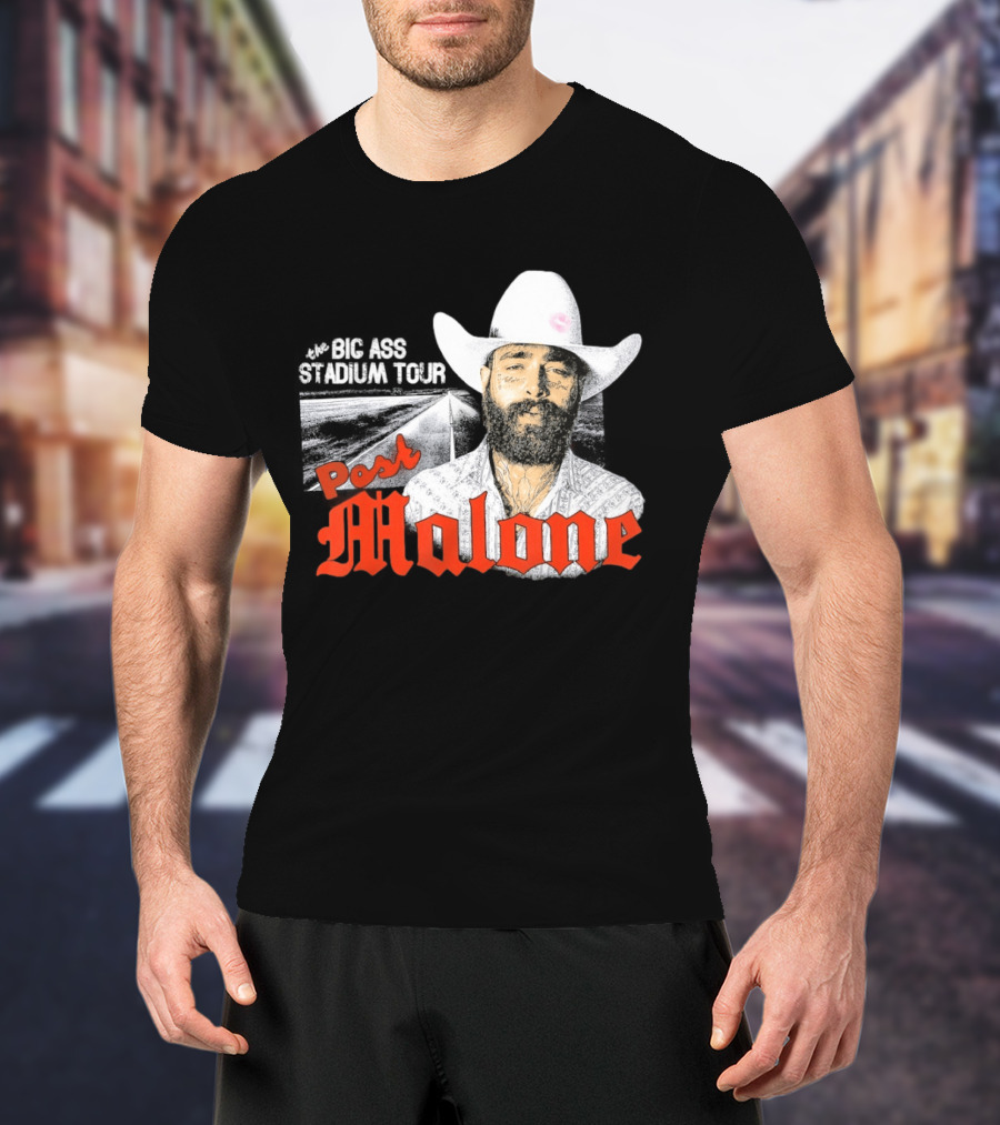 Post Malone Big Ass Stadium Tour Cowboy Hat Tattoo T-Shirt