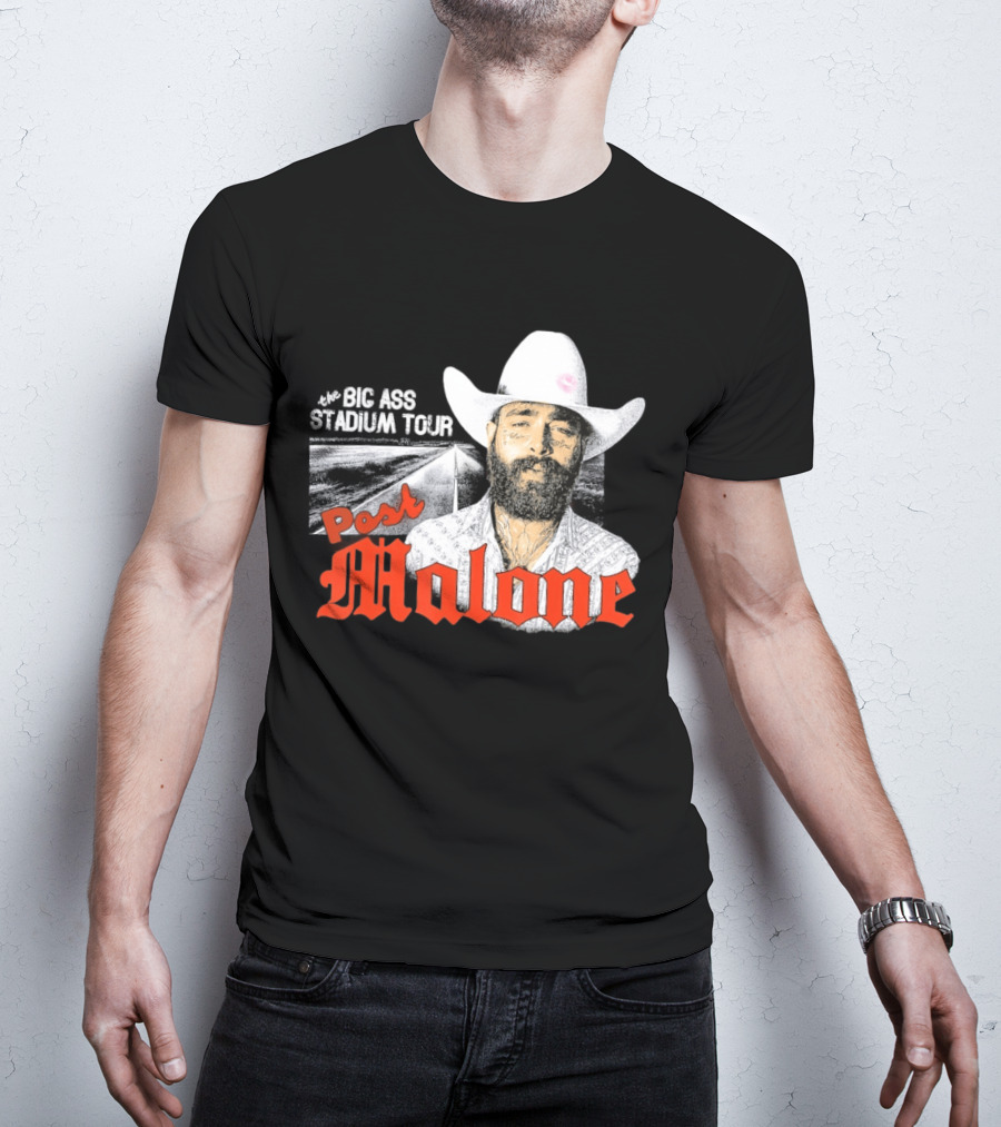 Post Malone Big Ass Stadium Tour Cowboy Hat Tattoo T-Shirt