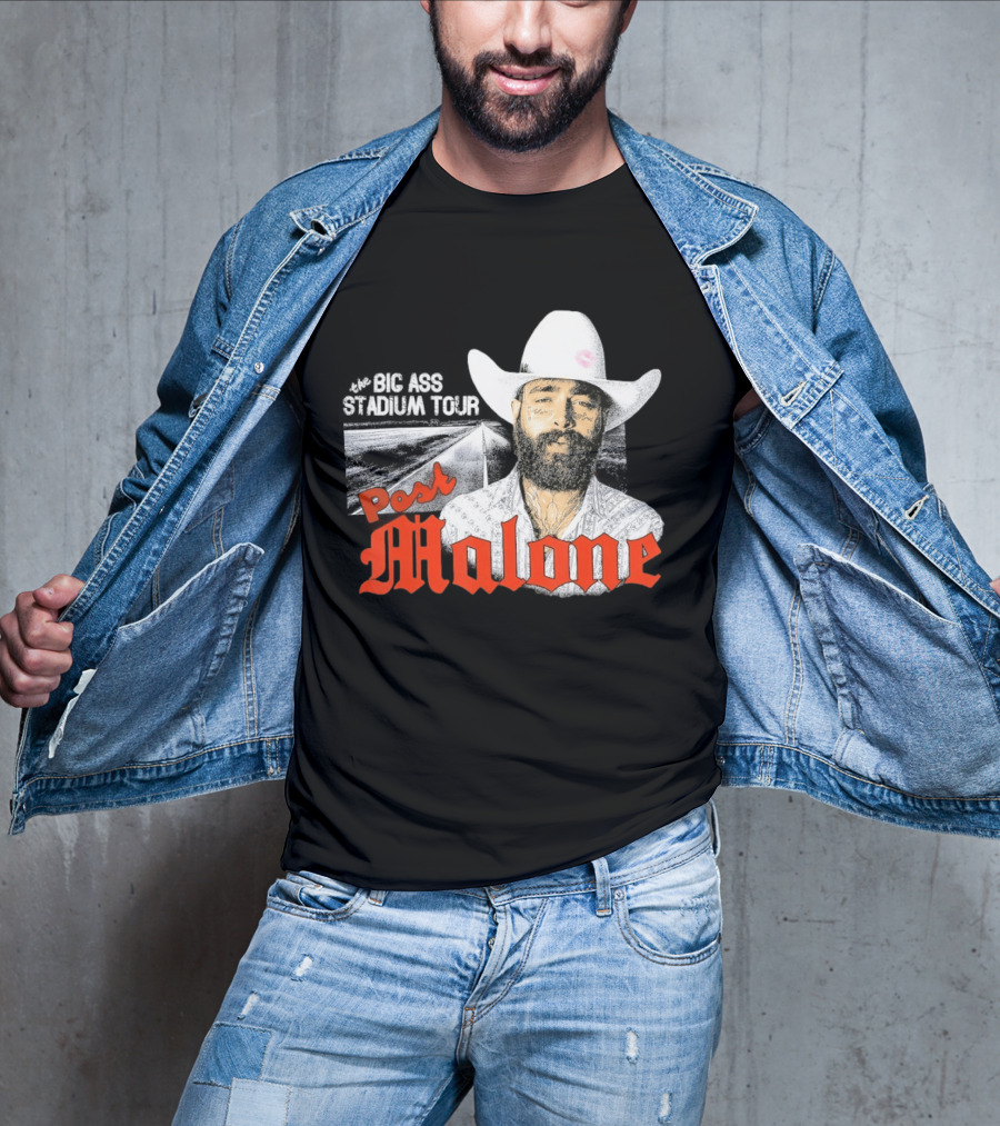 Post Malone Big Ass Stadium Tour Cowboy Hat Tattoo T-Shirt
